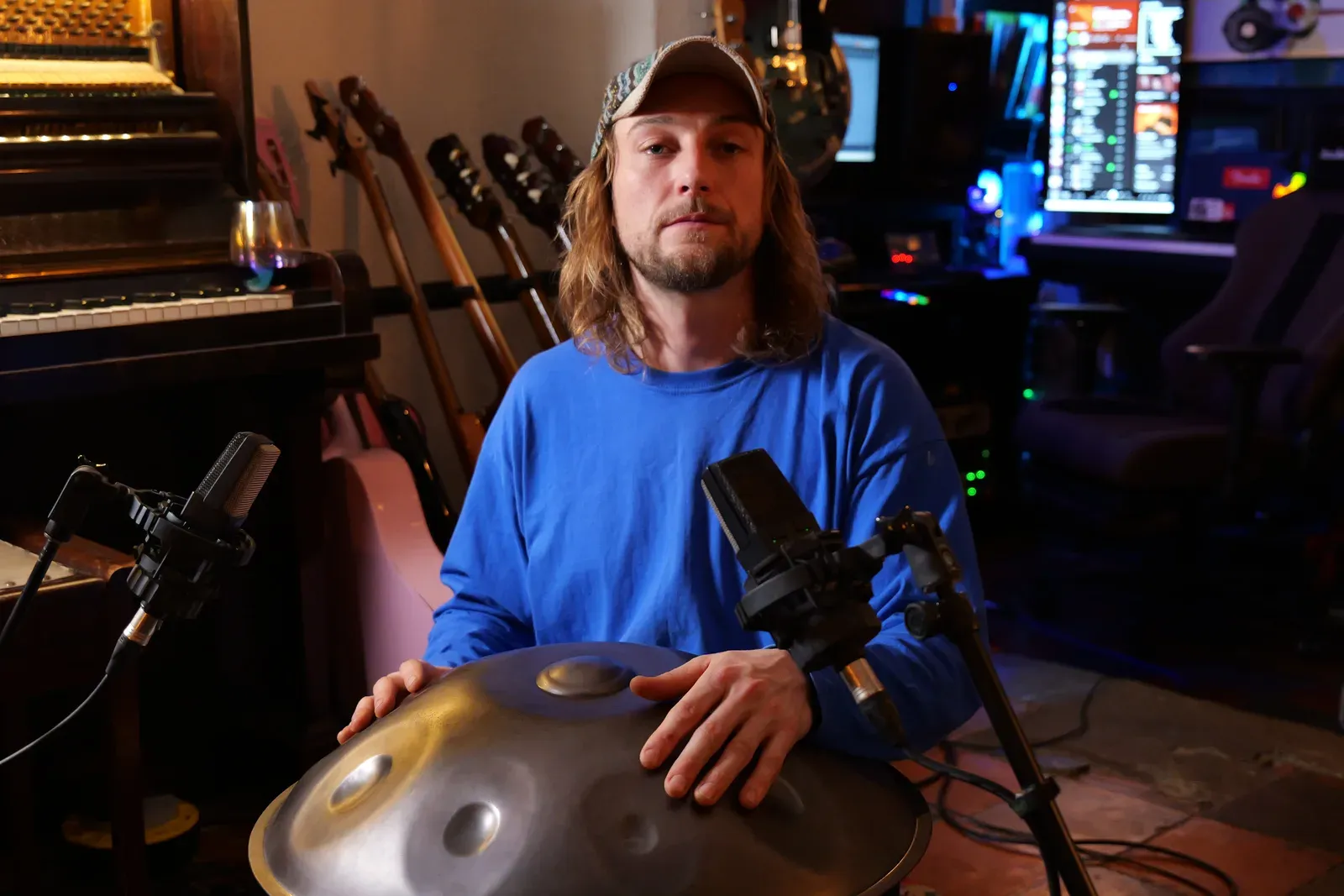 Joe performing live with handpan